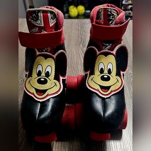 Vintage Kids Mickey Mouse Roller Skates "roller mickey" black and red size 11